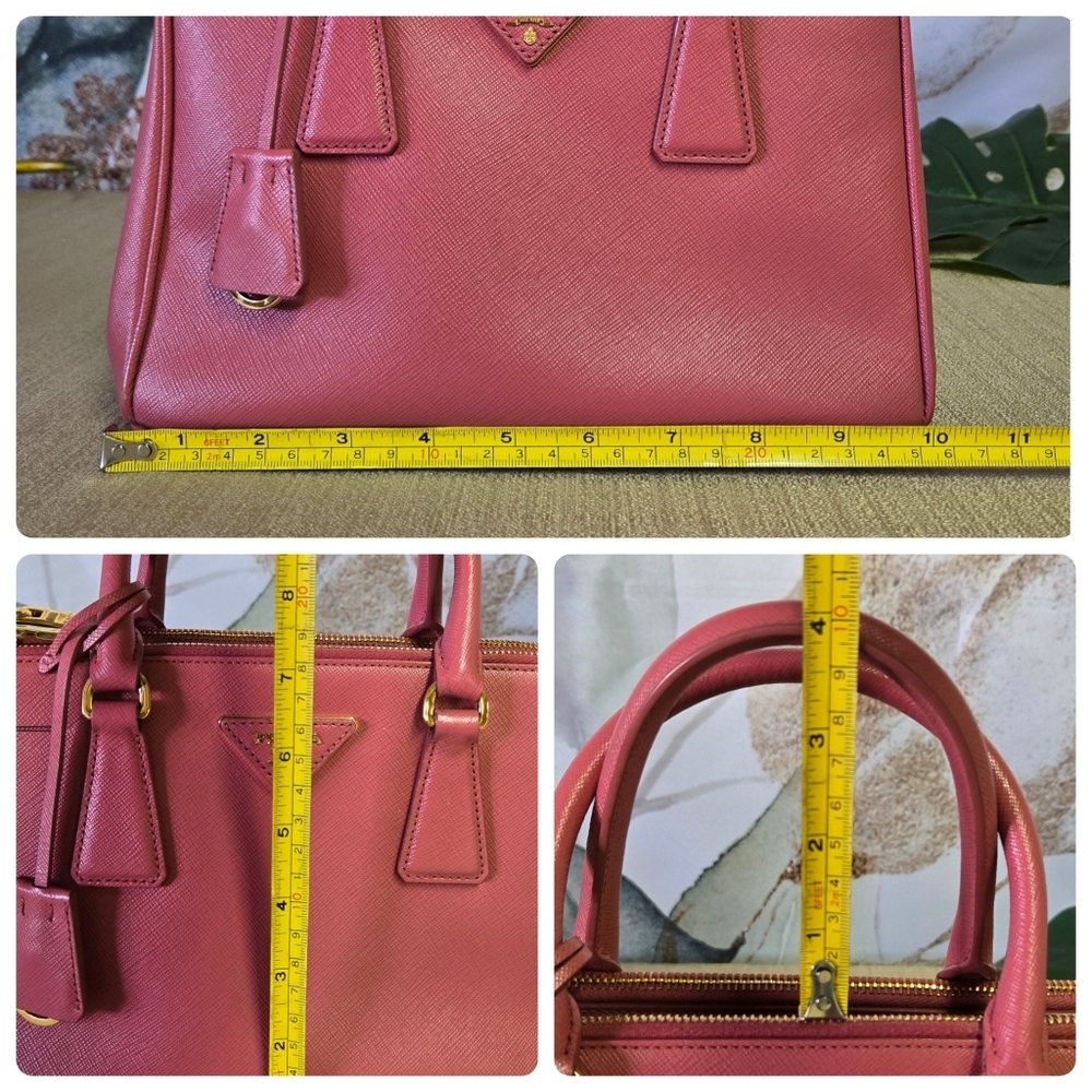 PRADA | Authentic Saffiano Lux Leather Galleria Double Zip in Pink sz S (10") - Picture 16 of 16